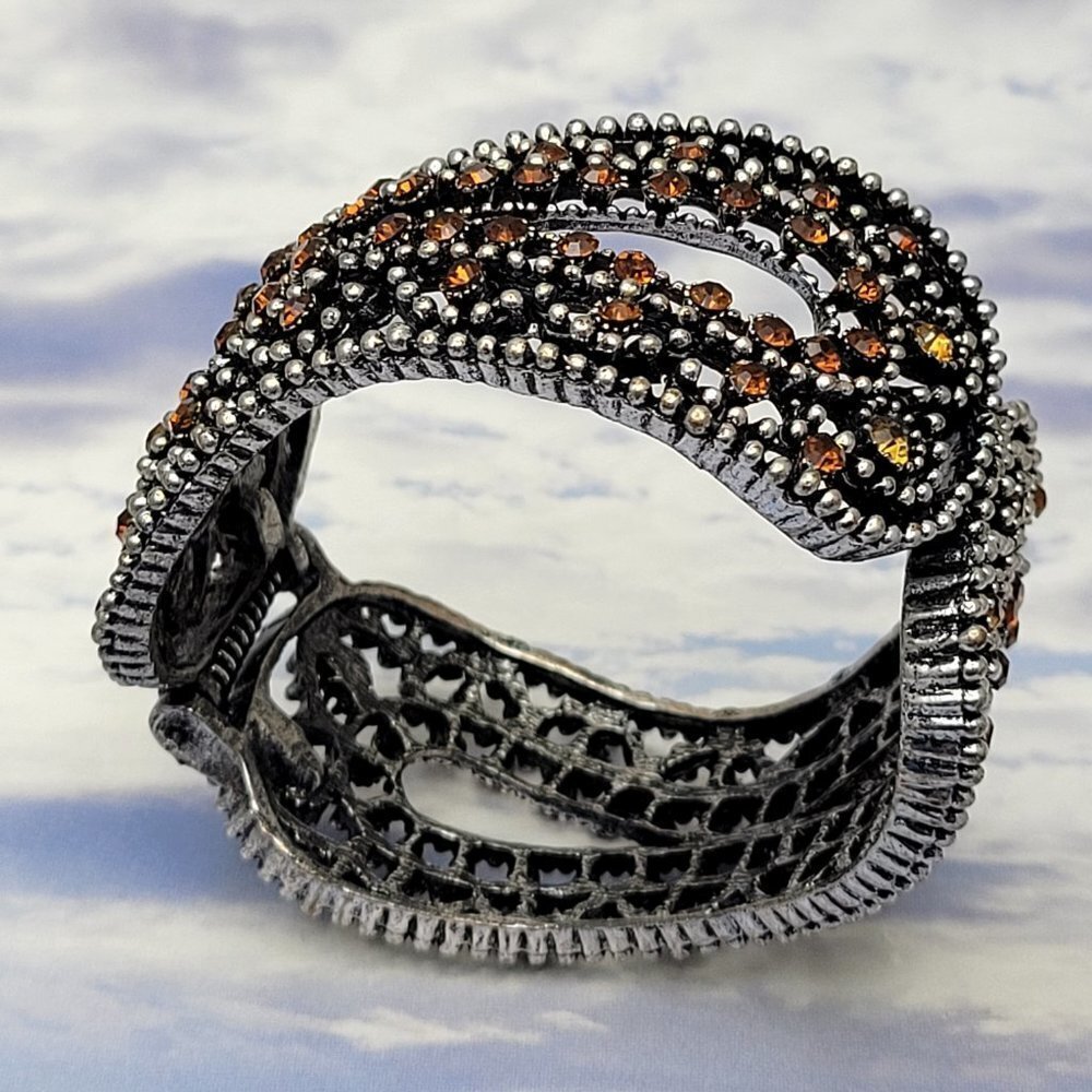 Multicolored Rhinestone Hinged Bracelet - Picture 4 of 13